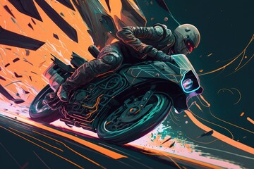 Wall Mural - Illustration of a concept Motorcycle - Artistic Interpretation - Created with Generative ai