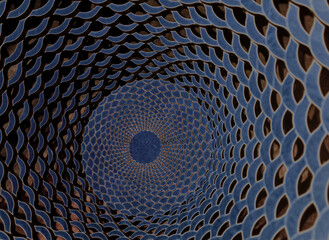 Wall Mural - Glass Pattern #7 - Dark spiral of teal and black
