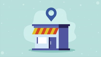 Wall Mural - store building facade commercial animation