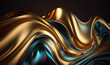 © Anna - an abstract gold and blue background with wavy lines and curves.  generative ai