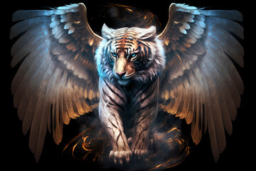 Poster - Fierce Tiger with angel wings