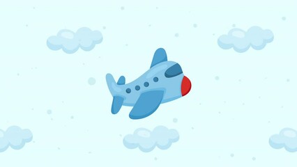 Poster - airplane travel flying with clouds animation