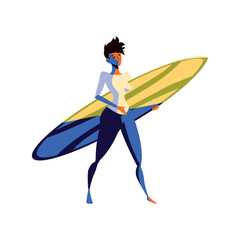 Wall Mural - woman with surfboard