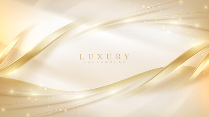 Abstract luxury cream background with gold light effects.