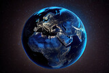 Fototapeta  - Close-up Of Blue Earth Against Sky At Night. Generative Ai