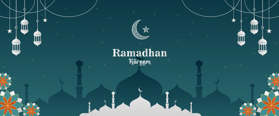 Wall Mural - Vector realistic Islamic banner background