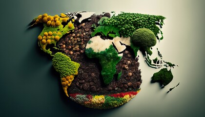 Wall Mural - Earth Day: A Vibrant Eye-Catching Background Design Template of Earth in Shape of Beautiful Artistic Sustainable agriculture Perfect for Environmental Wildlife Projects (generative AI