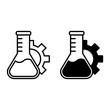 laboratory flask with gear icon vector