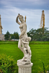 Antique monument of woman in Alleya Statuy of Ermitazh-Vyborg, Vyborg, Russia