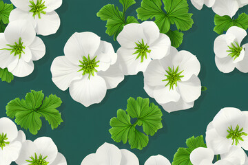 Wall Mural - Seamless pattern with white flowers. Generative AI
