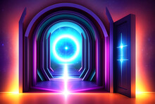 Colorful 3d Rendering Electrifying Gate That Leads To Another Dimension