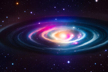 Abstract Artistic Planet Horizon In A Colorful Nebula Galaxy Background