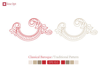 Wall Mural - Vintage baroque victorian frame border floral ornament leaf scroll engraved vintage floral pattern ornament design red and white japanese filigree calligraphy vector heraldic swirls.