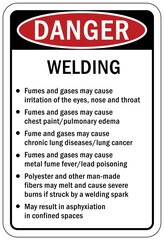 Welding hazard sign and labels beware welding danger