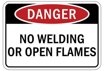 Welding hazard sign and labels no welding or open flame