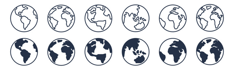 minimal planet earth icons. editable stroke. vector graphic illustration. for website design, logo, 