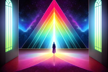 Artistic Multicolored 3d Rendering Computer Generated Illustration Of A Higher Dimension Heaven's Gate Background
