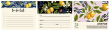 Botanical Wedding Invitation Card Set, Vintage Save The Date, Lemon Fruit Flowers And Olive Branches Design Template, Vector Fashion Cover, Graphic Poster, Brochure