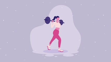 Canvas Print - female athlete lifting weight character animation