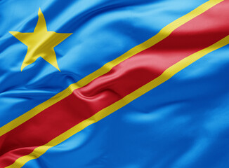 Wall Mural -  Waving national flag of Democratic Republic of the Congo