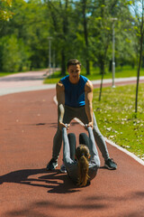 Wall Mural - Young couple at the park