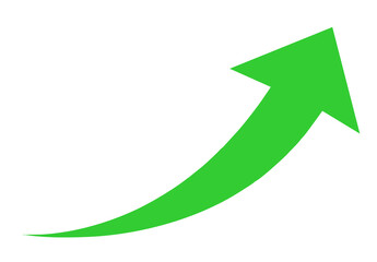 Canvas Print - Green curved graph with arrow png.