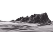 3D render black and white low polygon mountain. Black terrain.