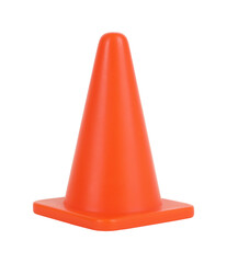 Traffic cone orange pylon isolated on white background