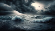 Ocean waves, stormy weather - Generative AI