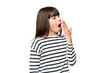 Little caucasian girl over isolated background yawning and covering wide open mouth with hand
