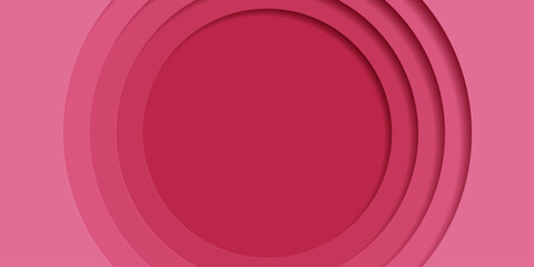 Wall Mural - Red paper cut out circle pattern in layers. 3D gradient background. Trend color of the year 2023, viva magenta. Design element for card, cover, banner, poster, backdrop, wall. Vector illustration.