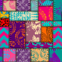 Poster - Geometric abstract pattern. Bright patchwork style