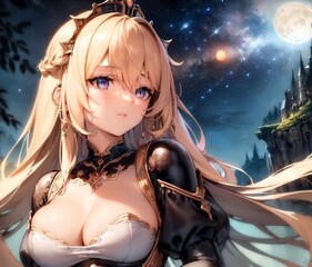 beautiful anime girl, young princess of the kingdom of eternal nights. generative AI