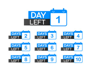 Sticker - Days countdown. Days to go 1 2 3 4 5 6 7 8 9 10. The days left badges set. Product limited promo