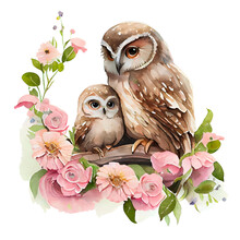 Owl Flowers Watercolor Illustration Free Stock Photo - Public Domain ...