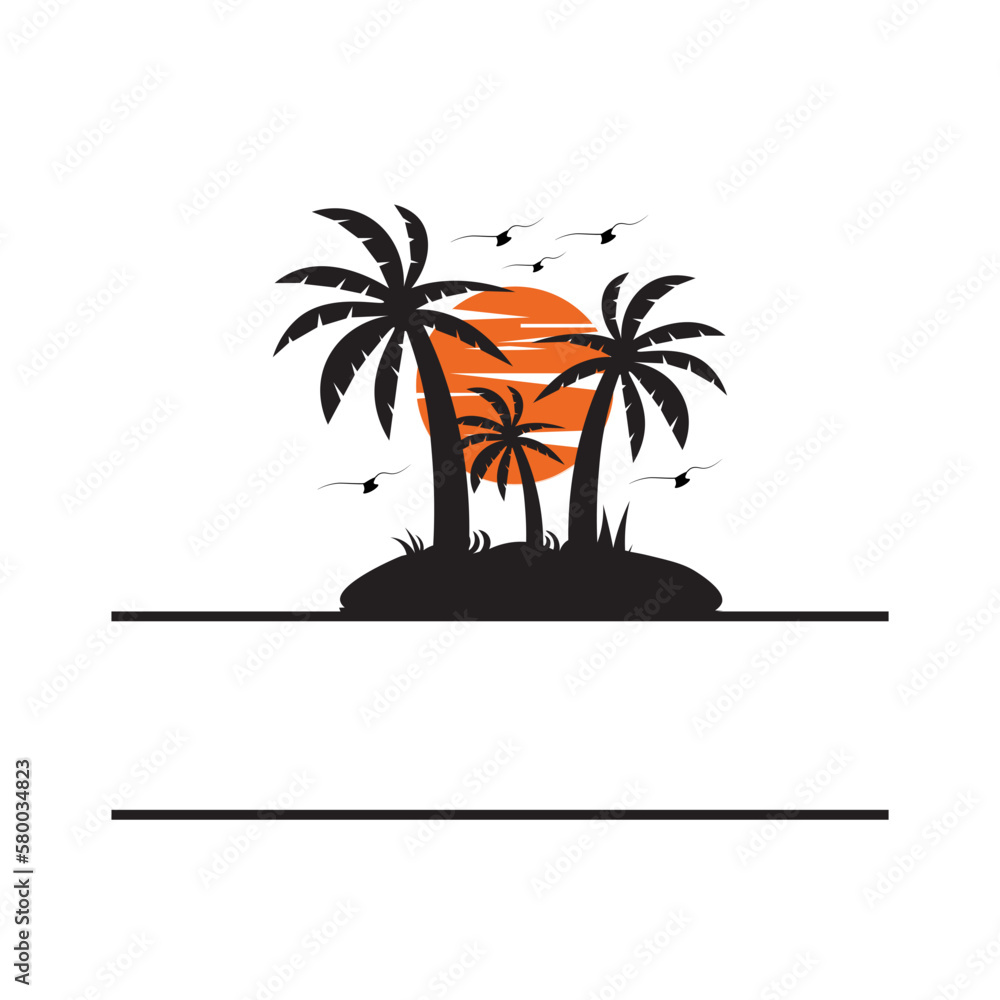 palm tree name frame monogram svg, Palm Trees svg, Beach Png svg ...