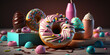 Colorful and delicious donuts arranged in an appetizing display, perfect for satisfying your sweet tooth