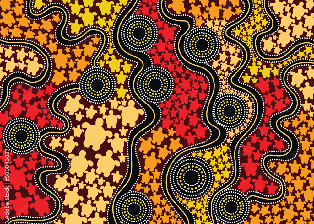 Aboriginal art vector turtle background Stock Vector | Adobe Stock