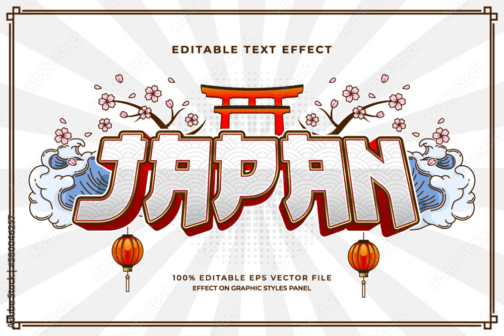 decorative editable japan text effect vector design