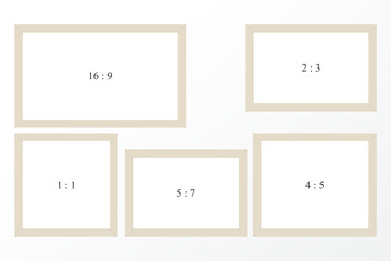 Canvas Print - Set of brown wood frame or photo frame on white background. Vector illustration