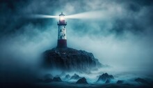 Lighthouse In The Sea.Generative AI