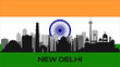 Vector silhouette of important buildings of the city on the Indian flag. The silhouette of New Delhi's famous buildings. Stock Photo