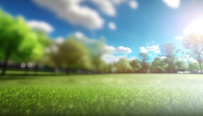 Beautiful natural spring summer landscape of a flowering meadow in a hilly area on a bright sunny day. Many flowers in a field in green grass. Small zone of sharpness