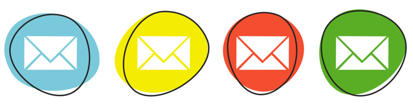 banner mit 4 bunten buttons: brief, kontakt oder newsletter