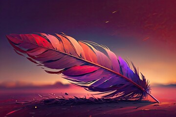 Capturing Nature's Autumn Hues Through a Technology-Assisted Digital Painting: Feathers in a Deep, Multi-Coloured Sunset, Generative AI