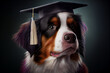 © PaulShlykov - Adorable dog with black graduation cap