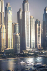 Poster - Dubai Marina Skyscrapers at golden sunset. Dubai, UAE 