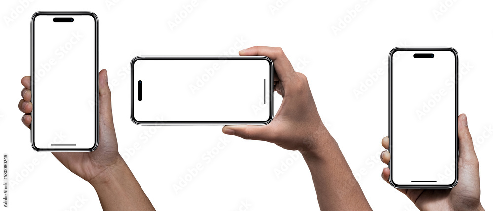 Smartphone similar to iphone 16 with blank white screen for Infographic ...