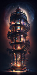 Wall Mural - the awesome tower of logical conclusions, colorful lightning, Generative AI