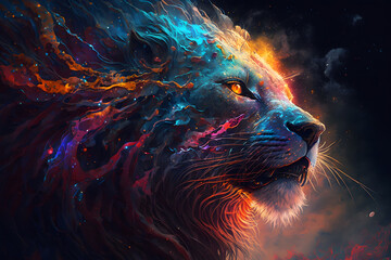 fairytale multicolored space beast. fairy animals concept. neural network ai generated